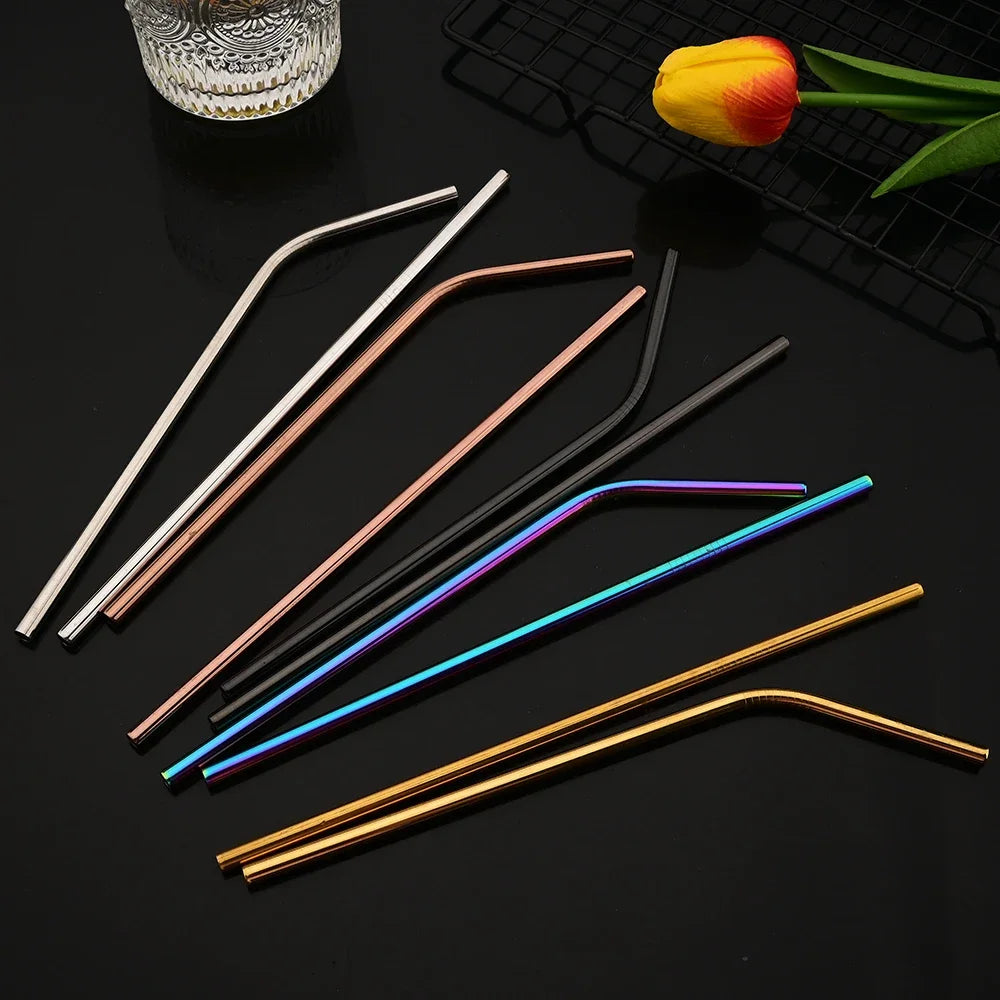 Gold Stainless Steel Reusable Straws Set