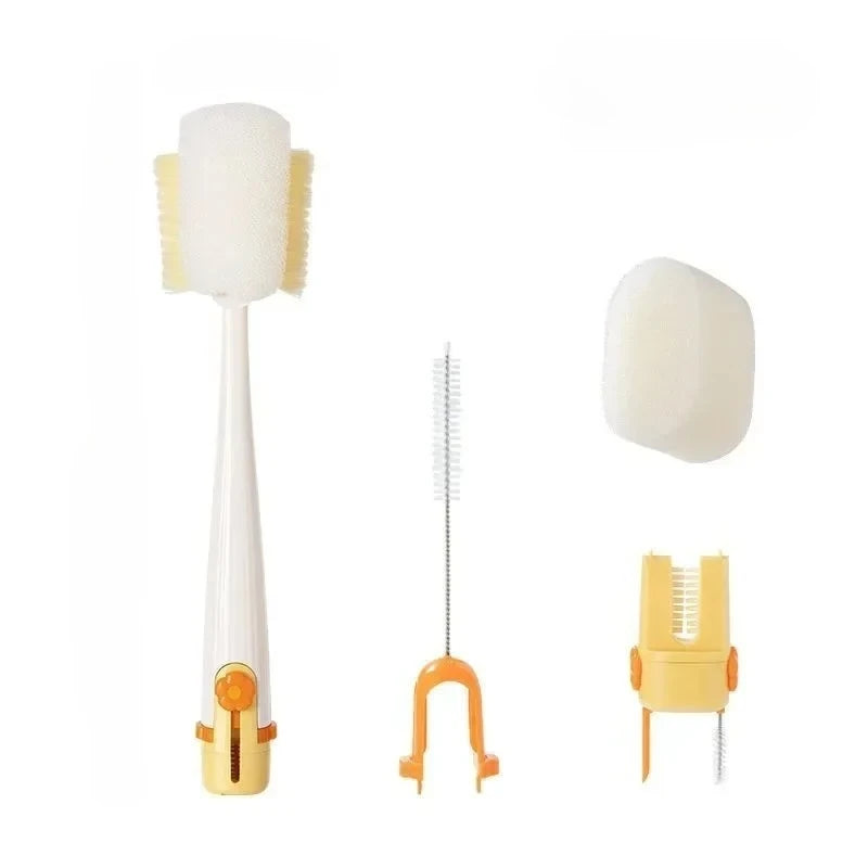 5-in-1 Cleaning Kit for Cups and Thermoses, Multipurpose Brush with Built-in Sponge, Household Tool for Cleaning Glasses and Bottles