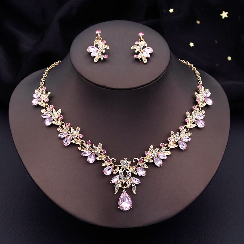 Women's Necklace and Earrings Set | Elegant, Fashionable 2-Piece Bridal Set, Dangle Earrings, Wedding Accessories