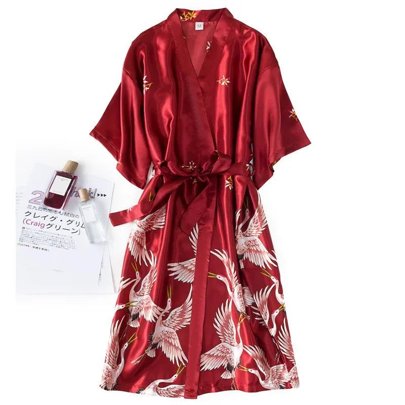Women's Satin Kimono Robe Set