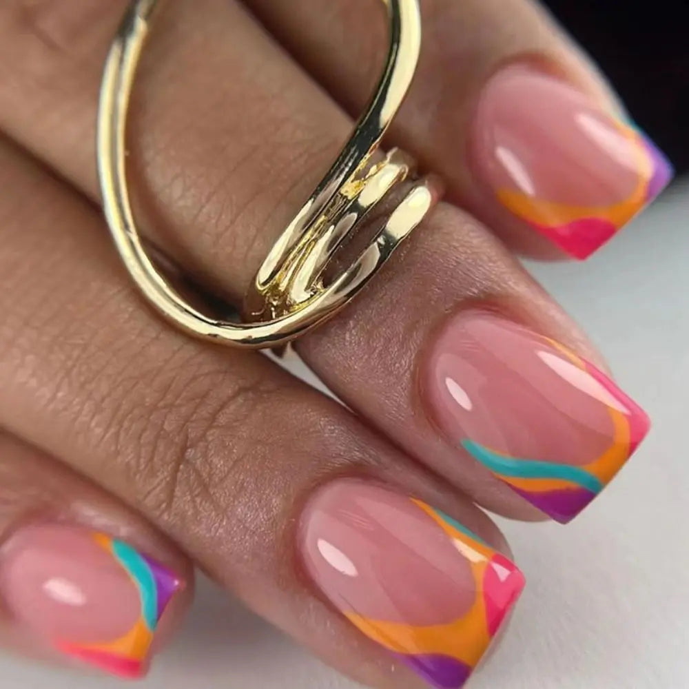 Cartoon press-on nails with snail design
