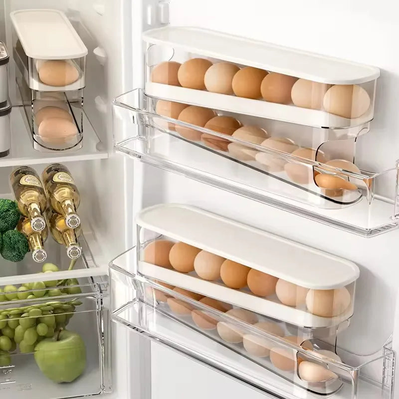 Refrigerator Egg Organizer | Rolling Double Layer Holder