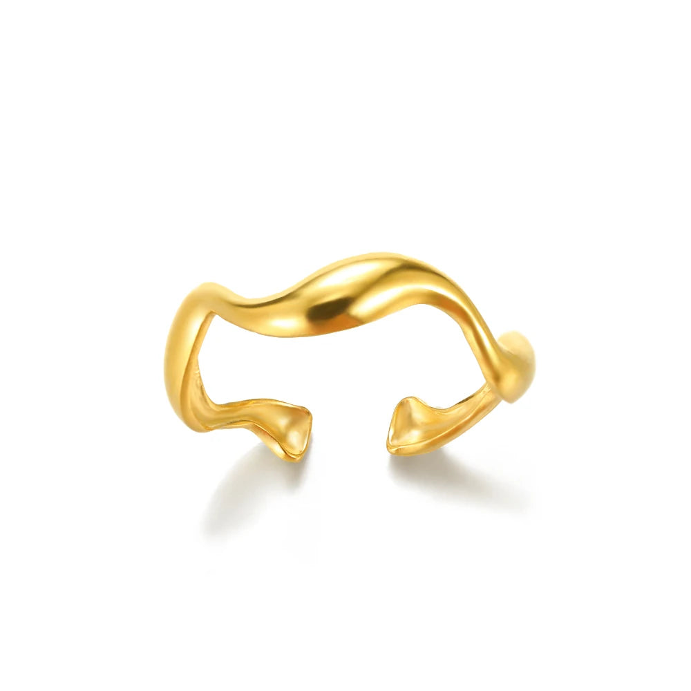 Stainless Steel Ring. Gold Finish. Classic Luxury Design