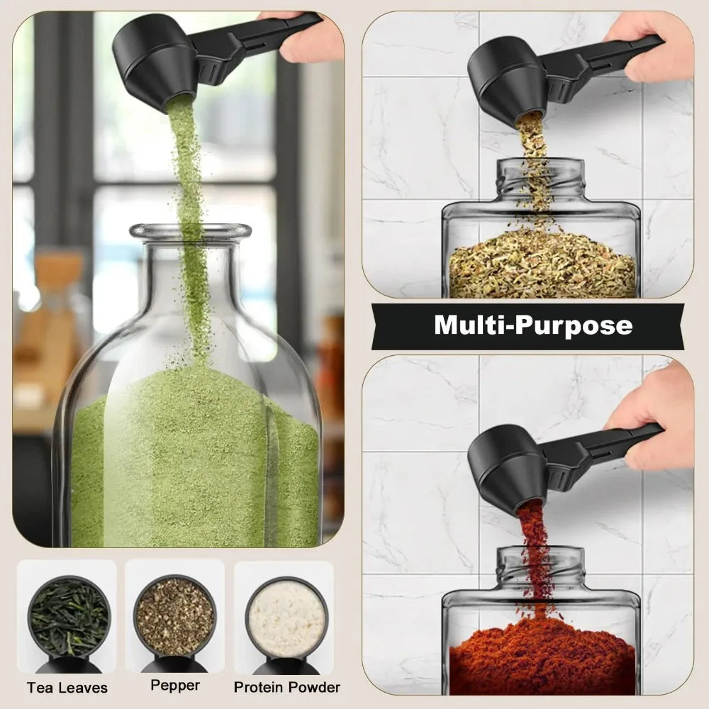 Coffee Scoop with Sliding Lid | Long Handle and Large Capacity | Spill-Proof Measuring Spoon for Kitchen