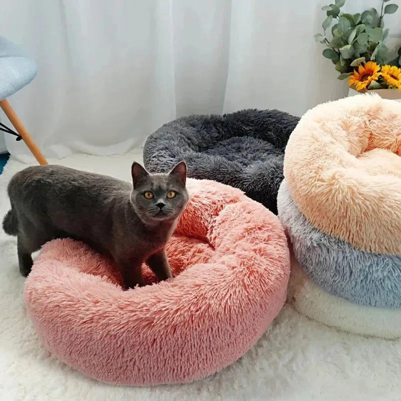 Soft Plush Round Pet Bed with Cushion for Dogs and Cats, Pet Bed, Sofa Bed for Sleeping