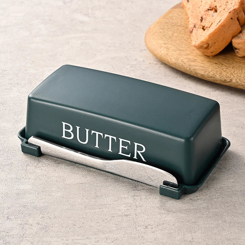 Butter dish with butter cutter, cheese box with lid and knife, practical butter holder for countertop and refrigerator