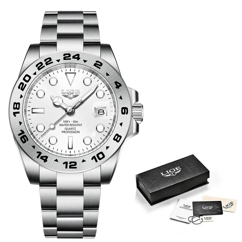 LIGE Men's Waterproof Diver Quartz Watch