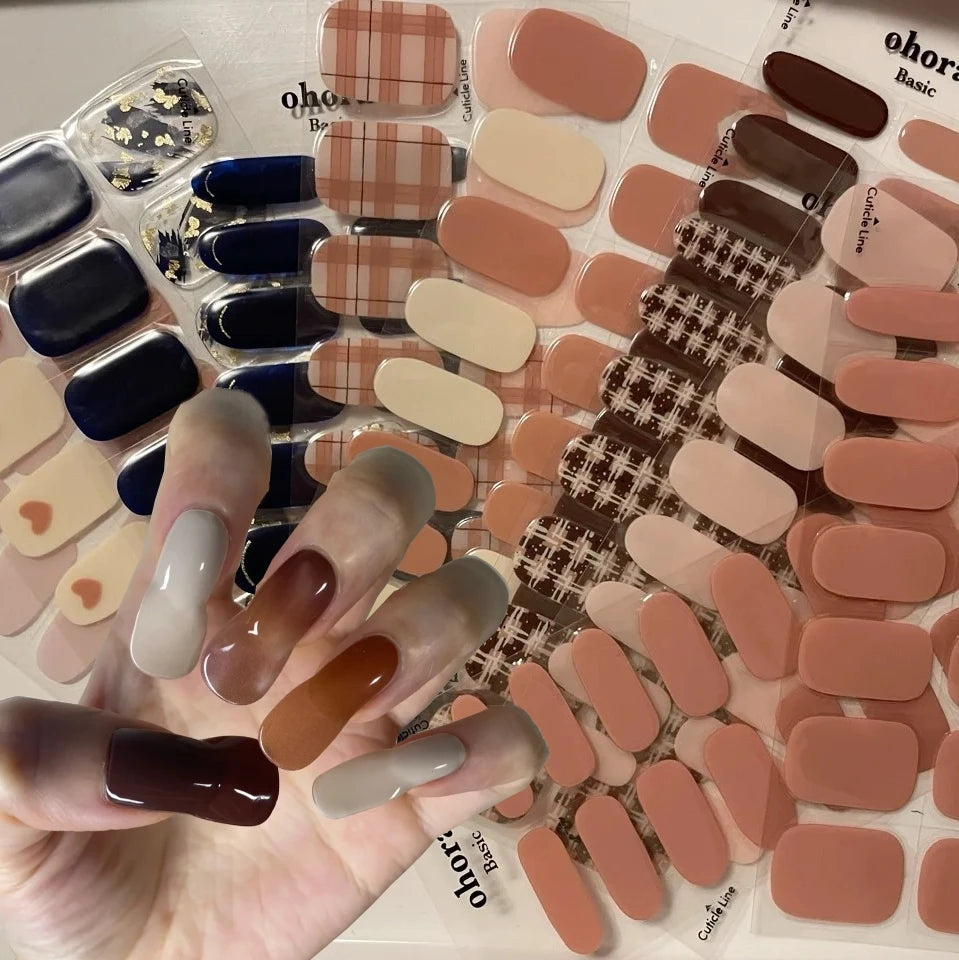 Semi-Cured Gel Nail Wraps with French Tips, Long Lasting for Nail Art & Extensions