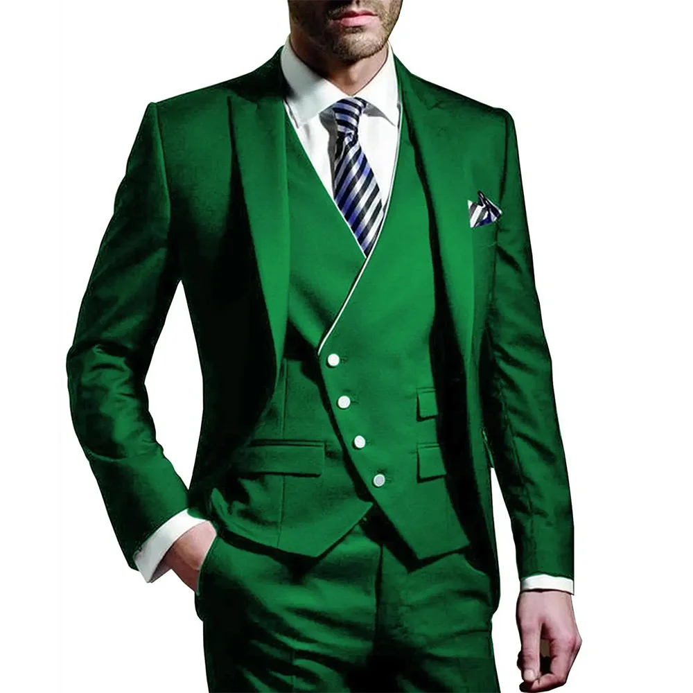 Men's 3-Piece Wedding suit: Slim Fit Jacket, Vest & Trousers