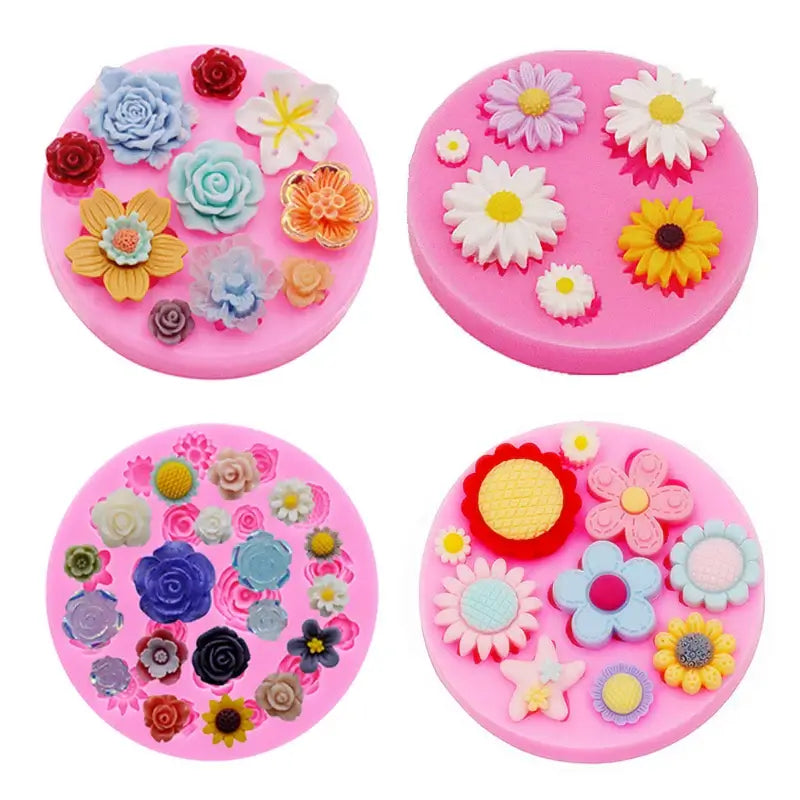 Flower silicone mold with rose shapes