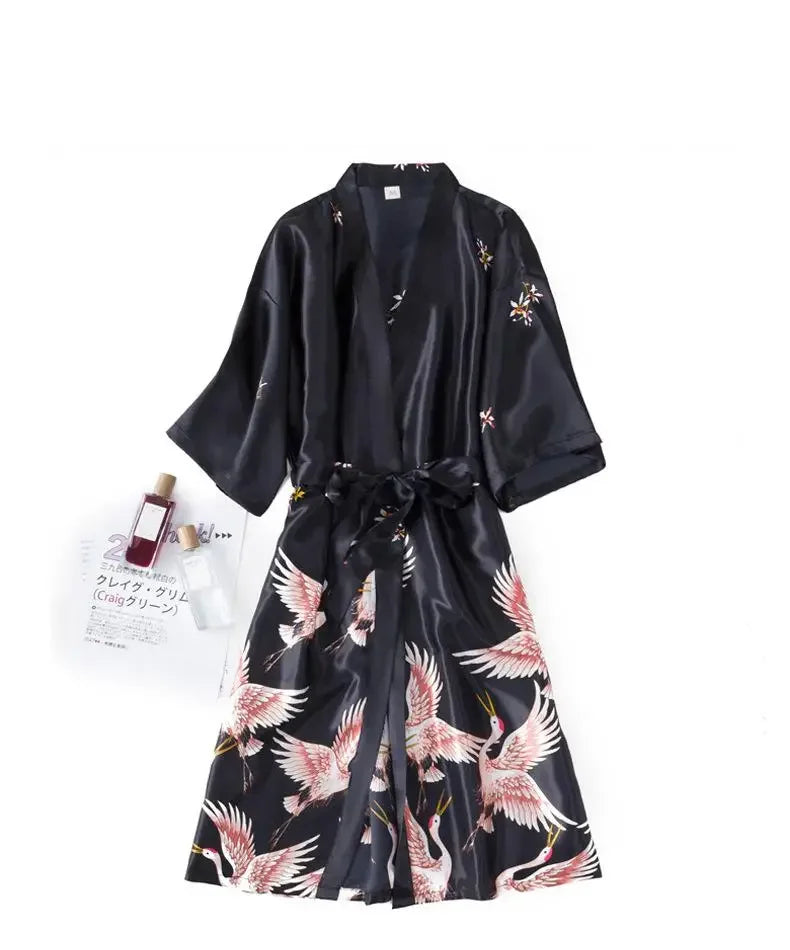 Women's Satin Kimono Robe Set