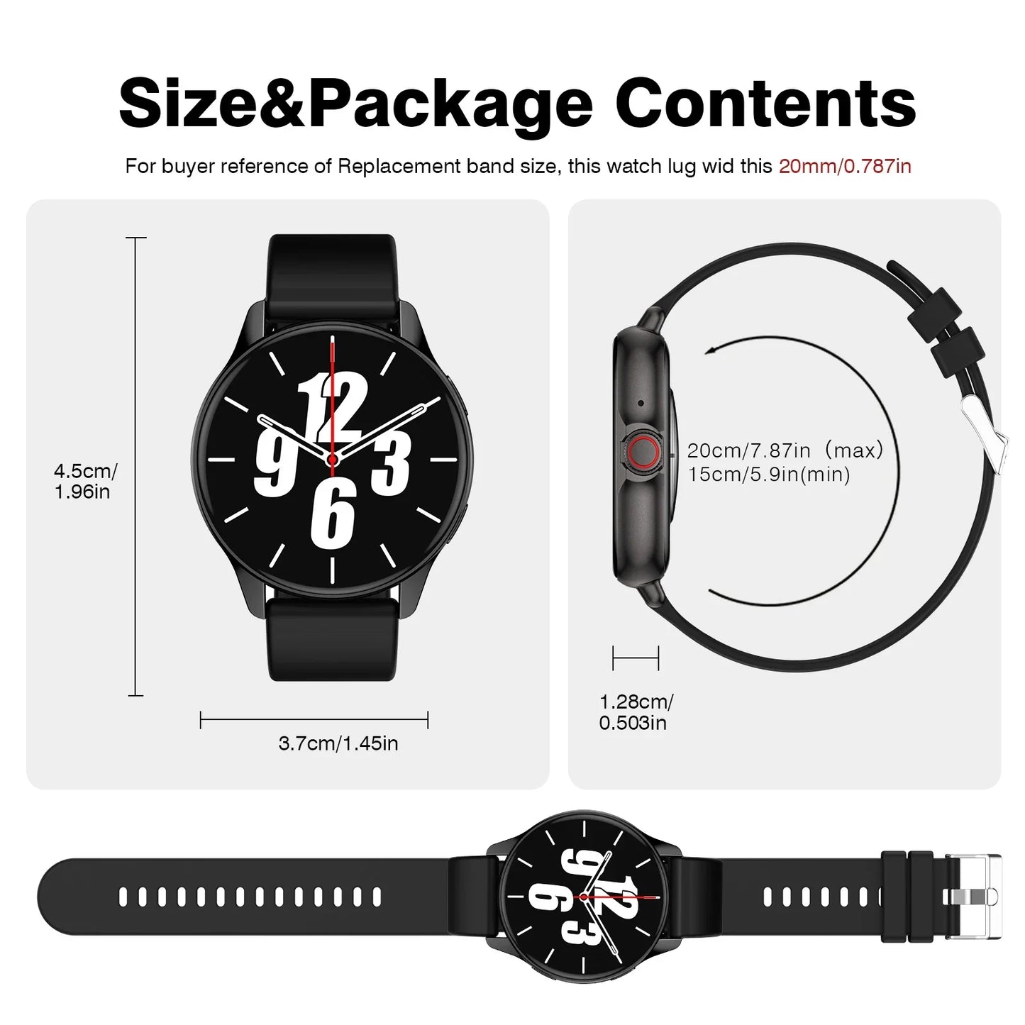 Smartwatch with Wireless Calls - Multiple Sports Modes, Music Control and Customizable Watch Faces