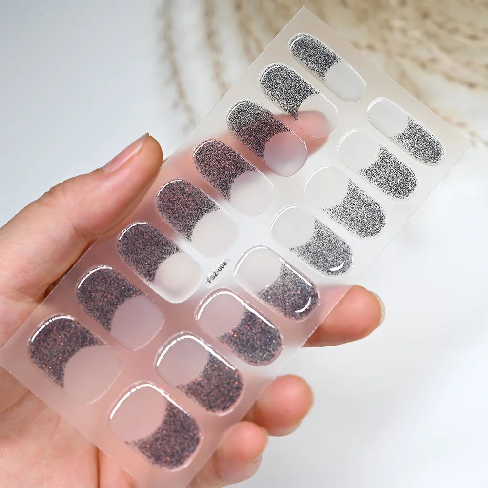 Semi-Cured Gel Nail Wraps with French Tips, Long Lasting for Nail Art & Extensions