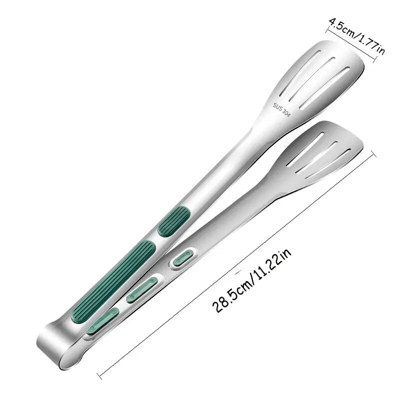 Stainless steel food tongs non-slip design