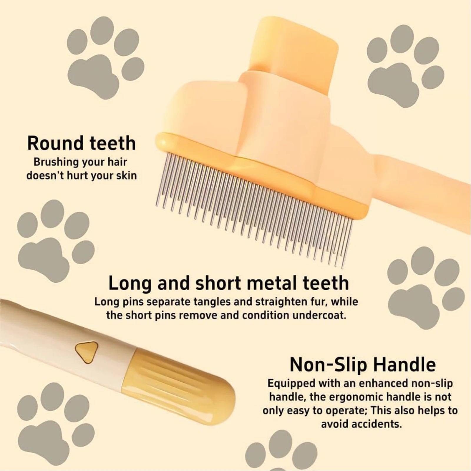 Self Cleaning Pet Deshedding Brush for Cats & Dogs with Long Hair