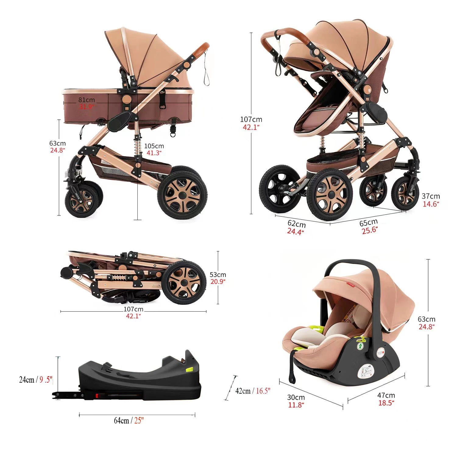 3-in-1 baby travel system stroller