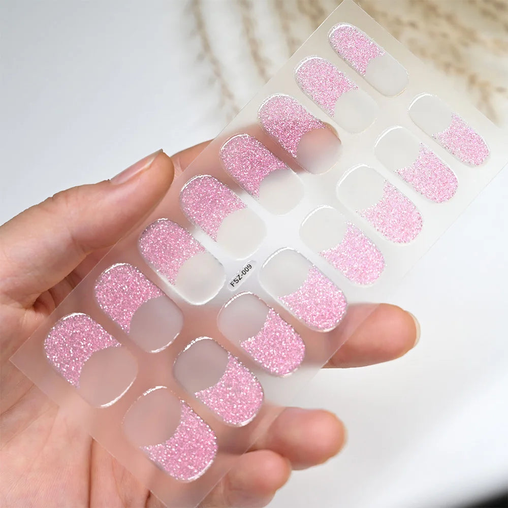 Semi-Cured Gel Nail Wraps with French Tips, Long Lasting for Nail Art & Extensions