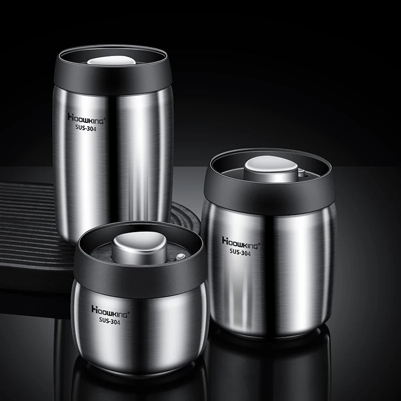 Stainless Steel Vacuum Sealed Coffee Jar, Airtight Moisture-Proof Container for Coffee Beans and Household Food