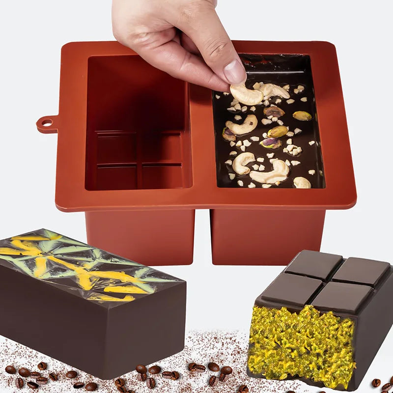 Silicone chocolate bar mold for thick tablets