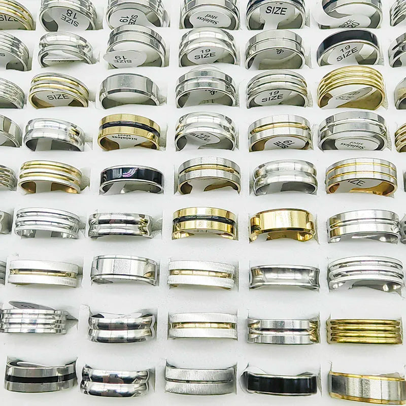 20pcs Wide Band Stainless Steel Ring Set for Men & Women