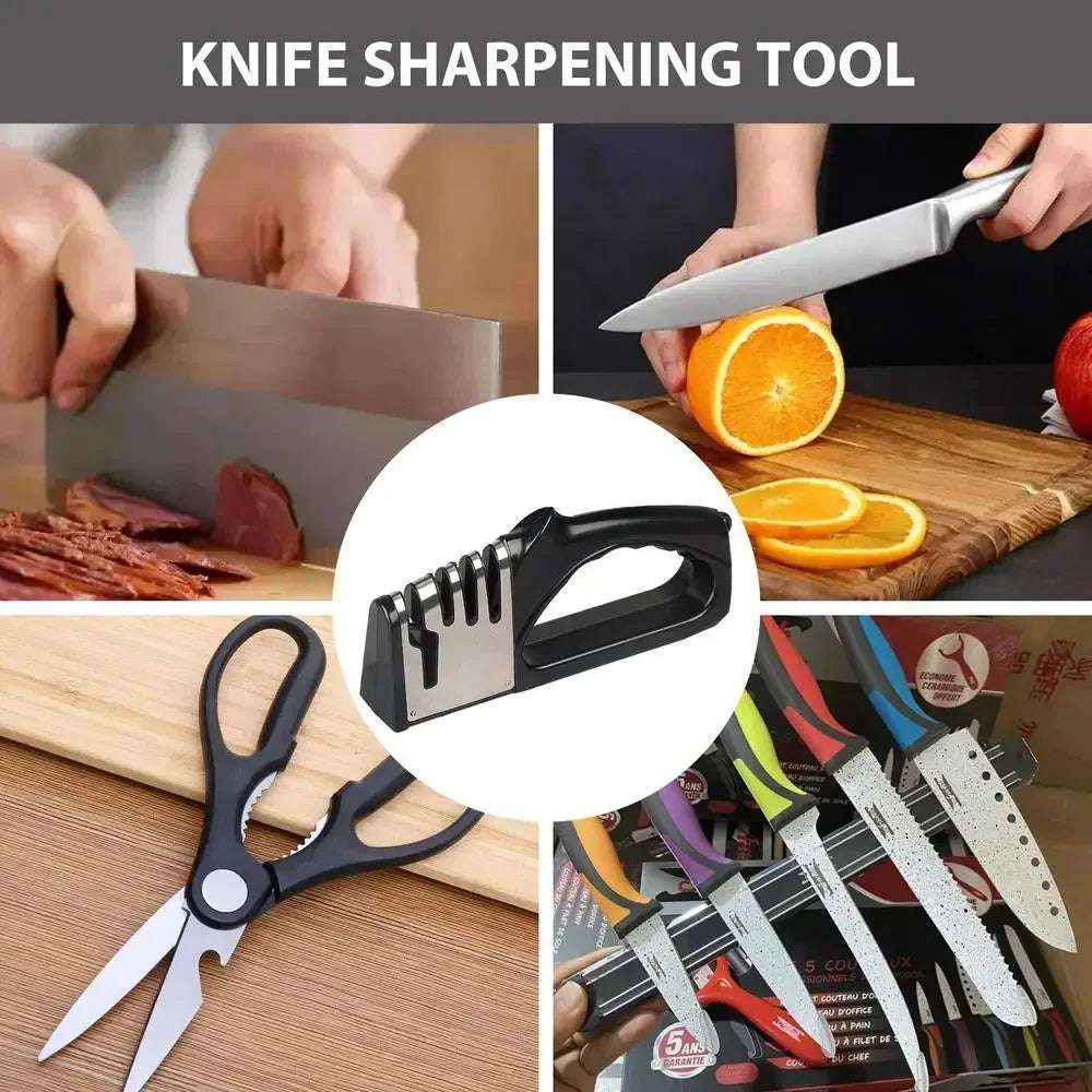 Kitchen knife sharpener 4-stage design