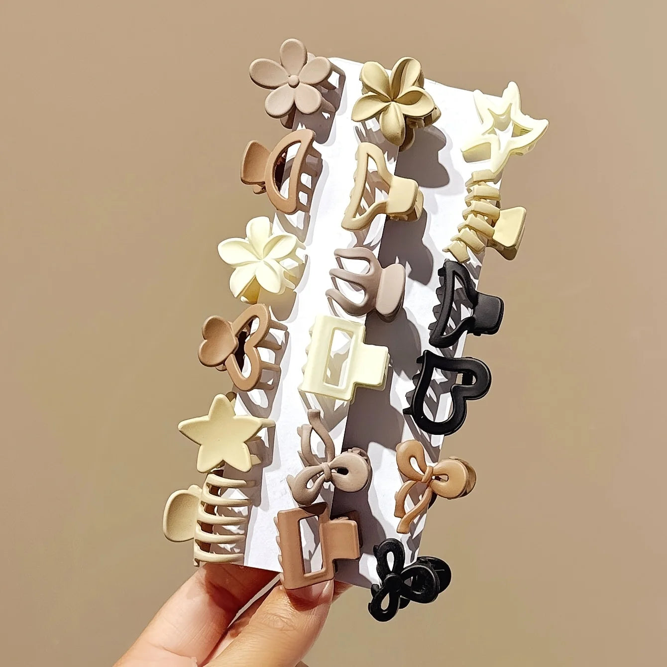 Beige Hair Clip Pack