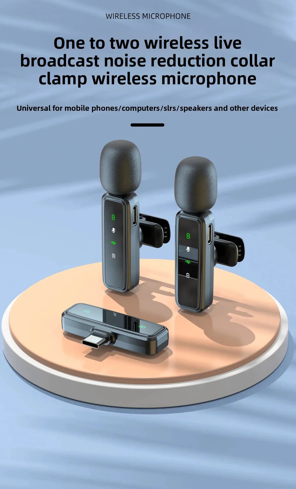 Wireless Lavalier Microphone for iPhone & Android, Portable Mic for Live Streaming & Gaming