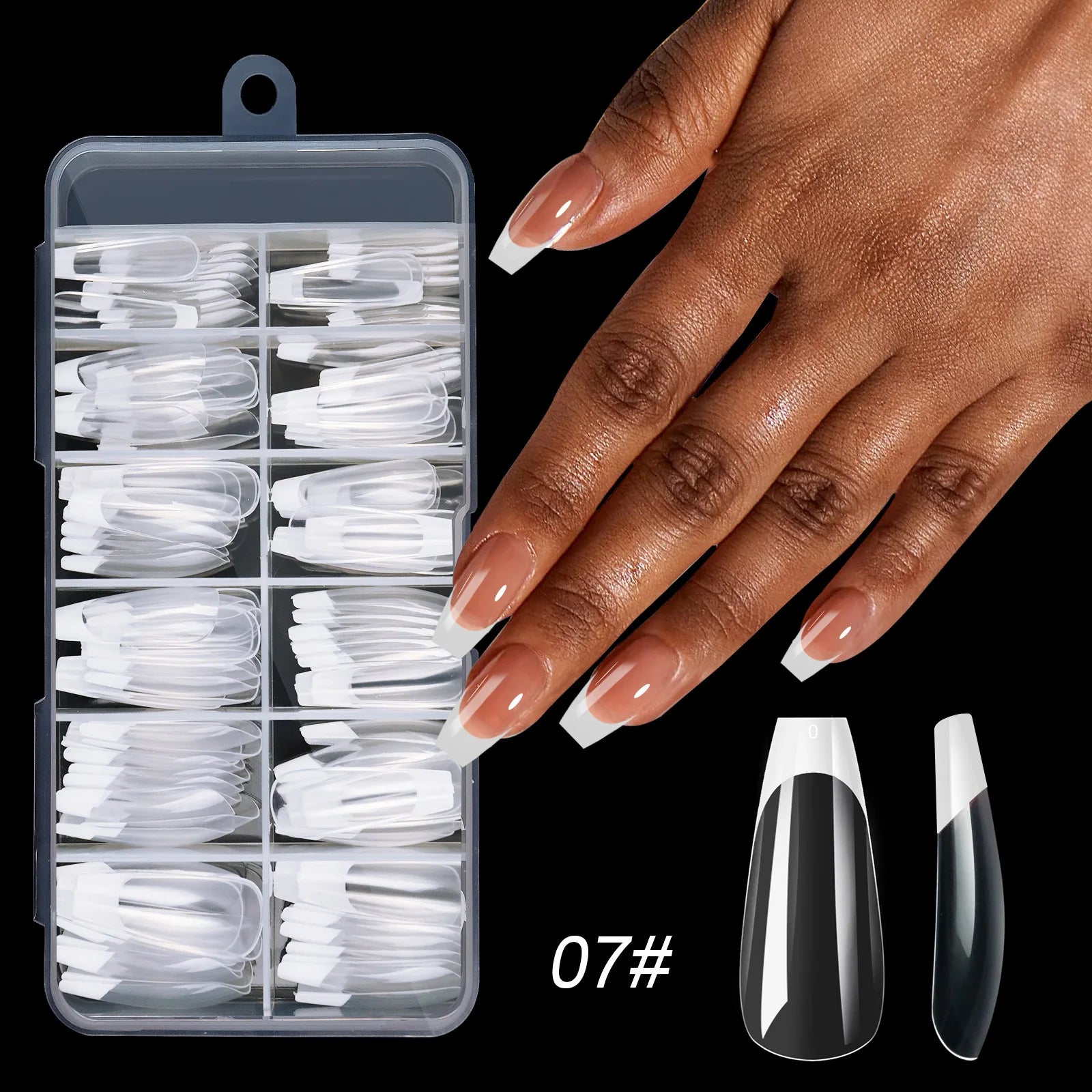 Press-on nail set medium square French style
