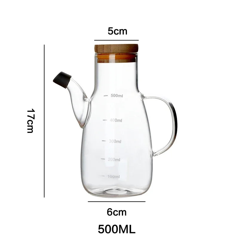 Glass Oil Bottle with Handle and Scale