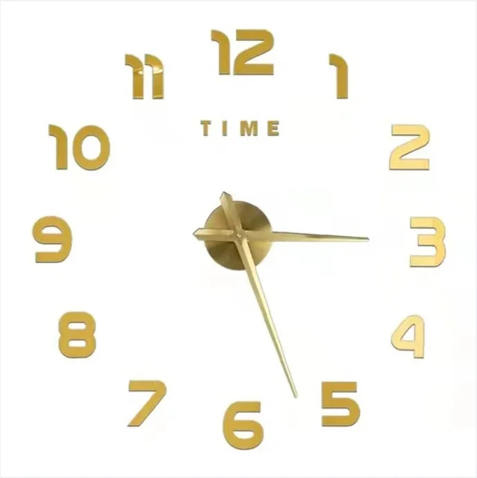 Large 3D acrylic wall clock with mirror effect