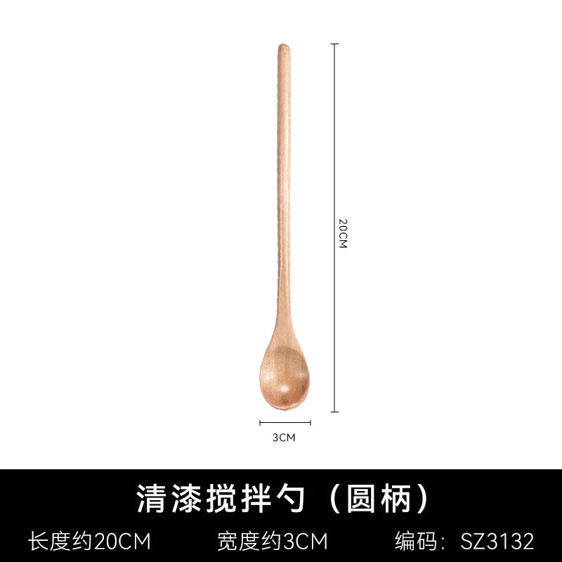 Wooden spoon with long handle for coffee