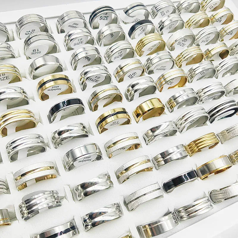 20pcs Wide Band Stainless Steel Ring Set for Men & Women