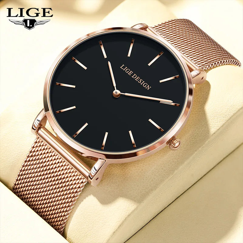 LIGE Women's Elegant Simple Quartz Waterproof Watch