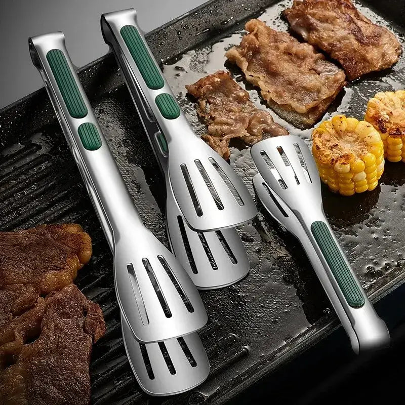 Stainless steel food tongs non-slip design