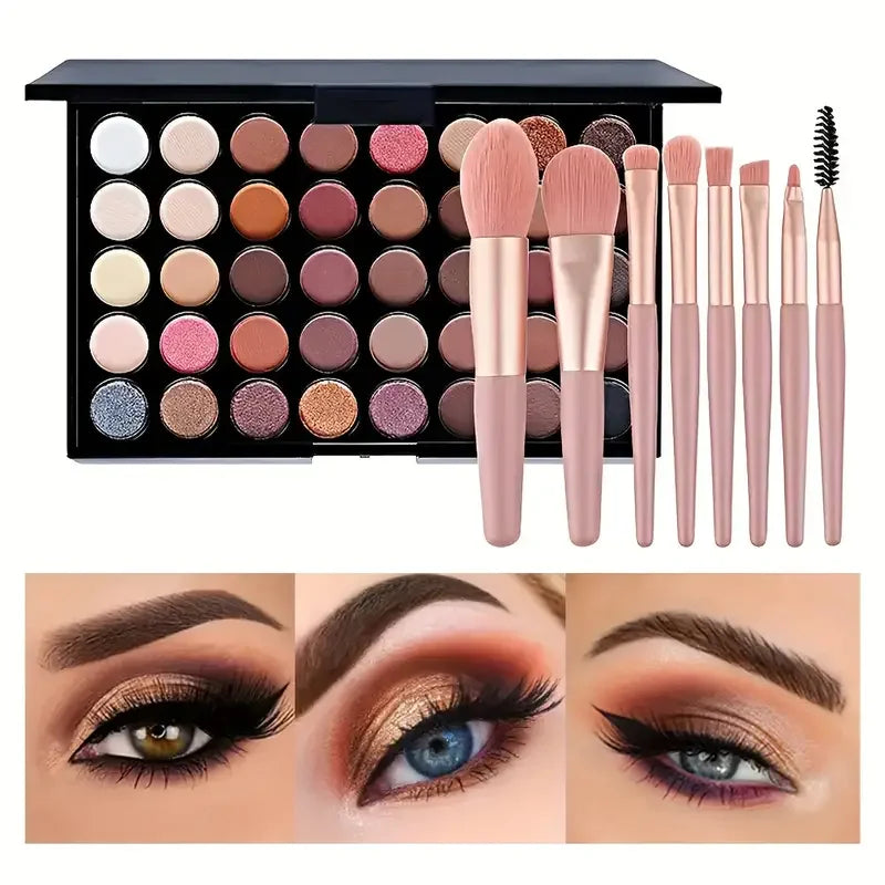 40 Colors Glitter Eyeshadow Palette, Waterproof & Long Lasting Pressed Powder