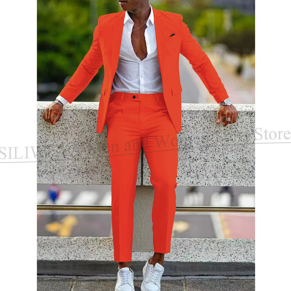 Mens 2 Piece slim fit Suit: Formal Wedding & Graduation Tuxedo