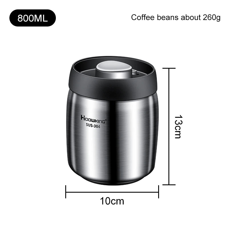 Stainless Steel Vacuum Sealed Coffee Jar, Airtight Moisture-Proof Container for Coffee Beans and Household Food
