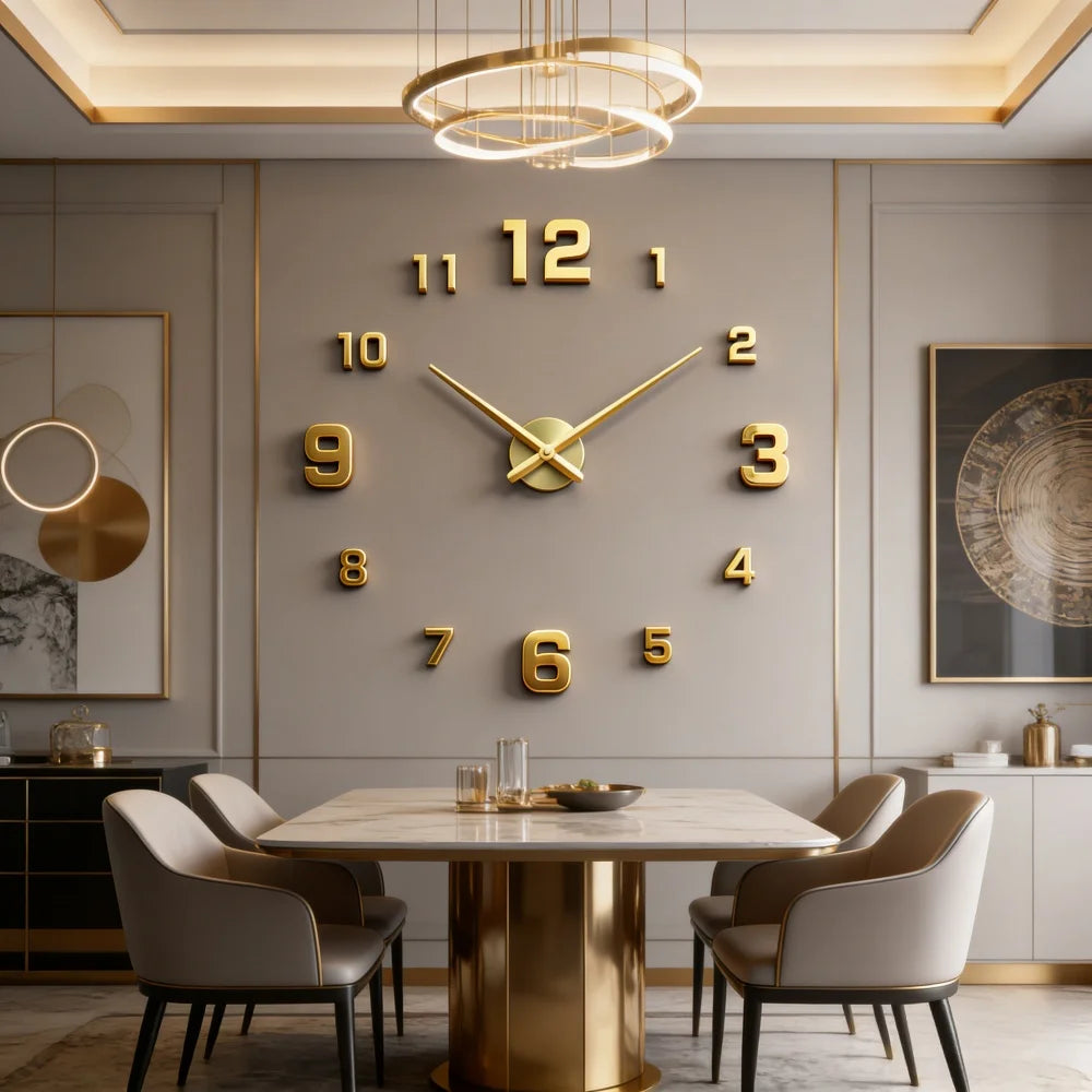 Large 3D acrylic wall clock with mirror effect