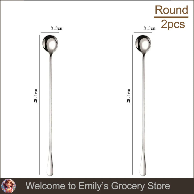 Cocktail Mixing Spoon (30cm) | Long Handle, Round Head, Stainless Steel | Bartender Tool for Drinks, Honey, Kitchen Use