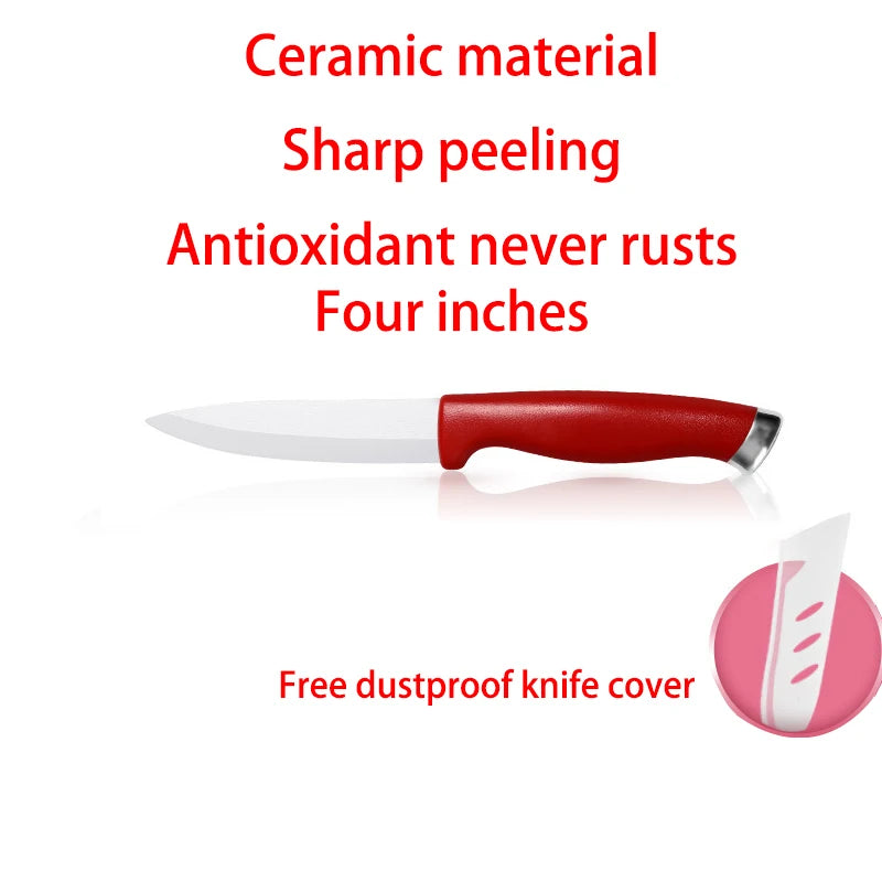 Set of 3 Ceramic Kitchen Knives - Multipurpose with Protective Sheath
