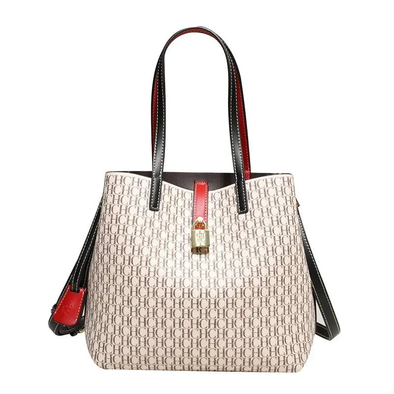 Large Capacity Women's Handbag, Tote Shoulder Bag with Letter Design, Elegant and Versatile for Daily Use, Work and City