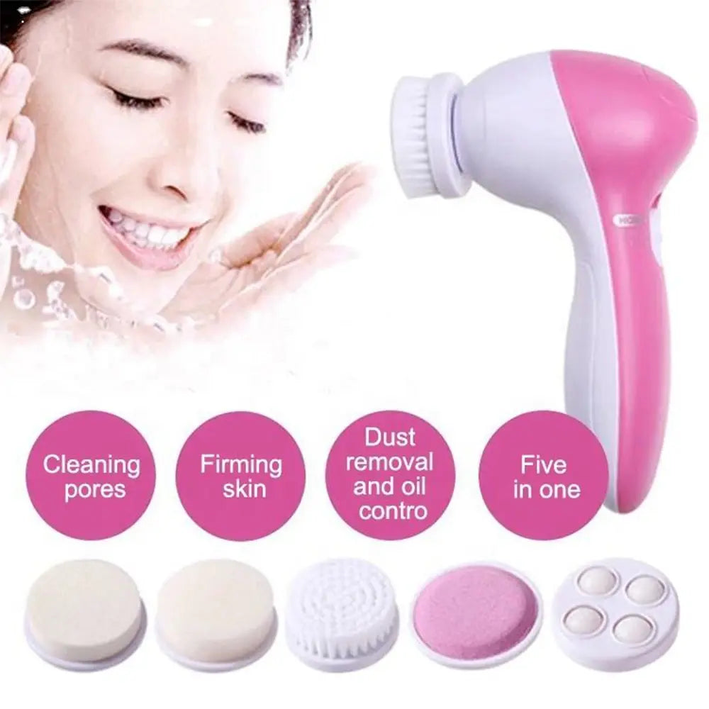 5-in-1 Electric Facial Cleansing Brush with Massager & Blackhead Remover