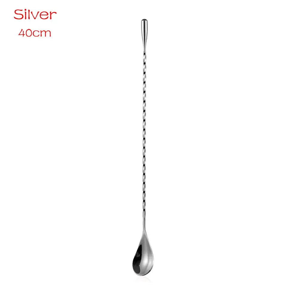 Cocktail Mixing Spoon (Long Handle, Spiral, Teardrop) | Stainless Steel Bartender Tool | Bar Stirring Spoon for Kitchen & Home Bar
