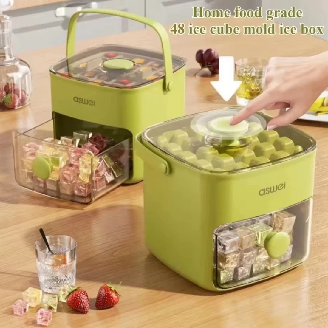 48-cavity ice maker with storage bucket
