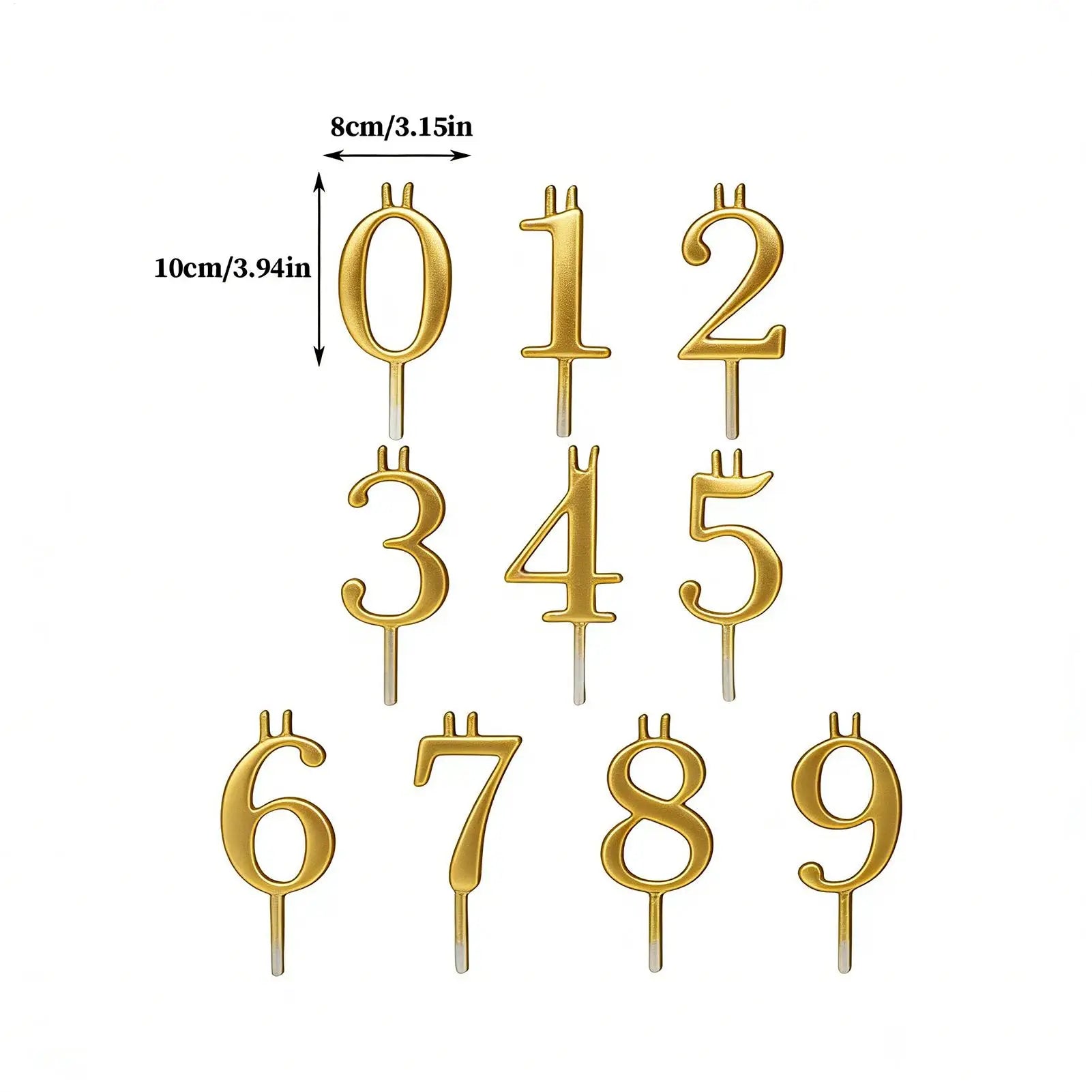 Number candlesticks for birthday cakes | Reusable metal decoration set from 0 to 9
