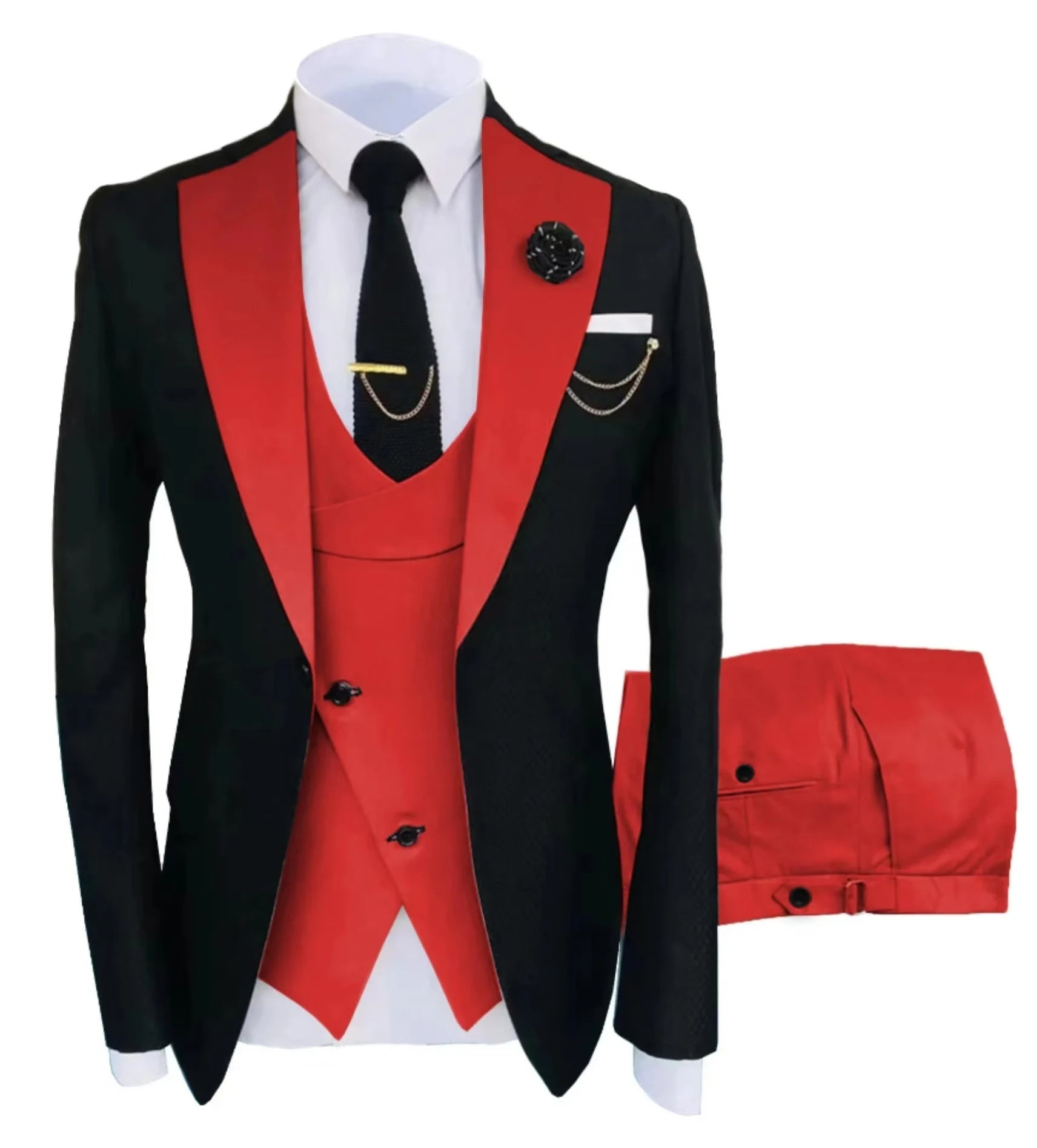 Mens 3 piece summer suit, slim-fit groom's suit for outdoor wear