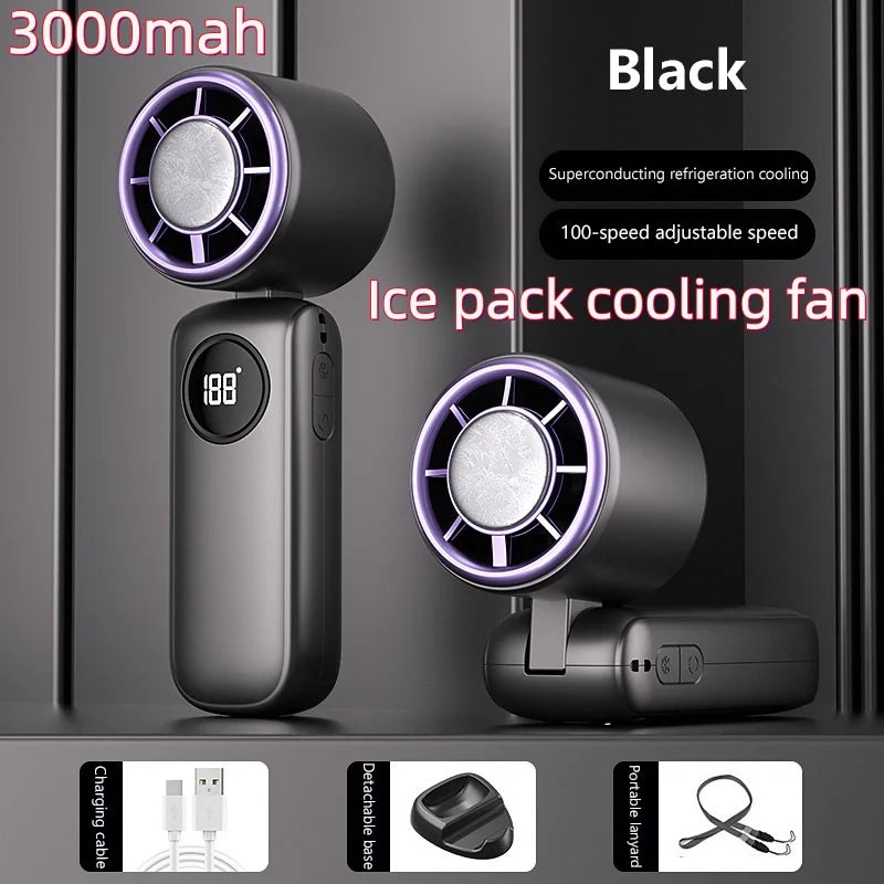 Ventilador de Cuello USB de 8000 mAh, Portátil, Sin Aspas, Mini, Recargable, Silencioso, con Pantalla LED Digital, Enfriador de Aire Eléctrico de Mano