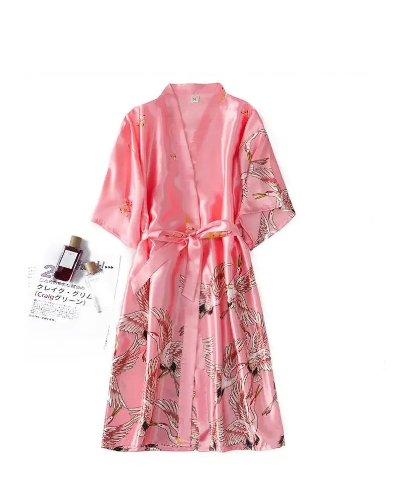 Women's Satin Kimono Robe Set