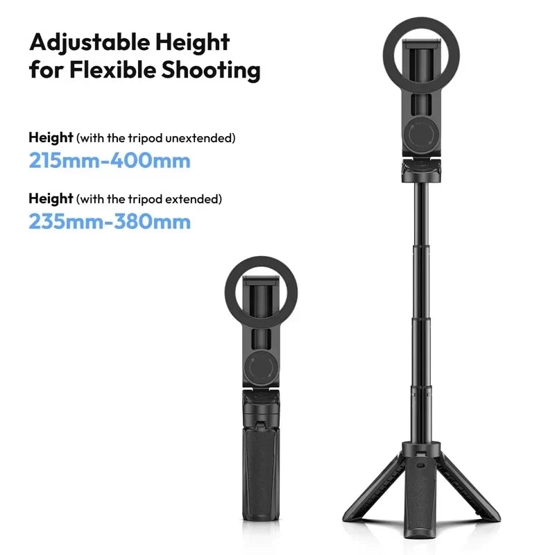 Magnetic selfie stick tripod with remote