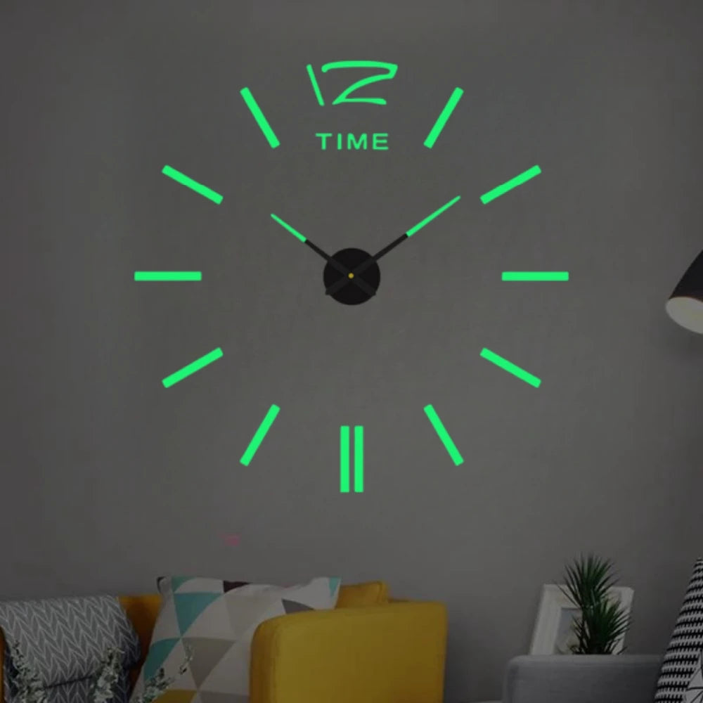 Large 3D acrylic wall clock with mirror effect